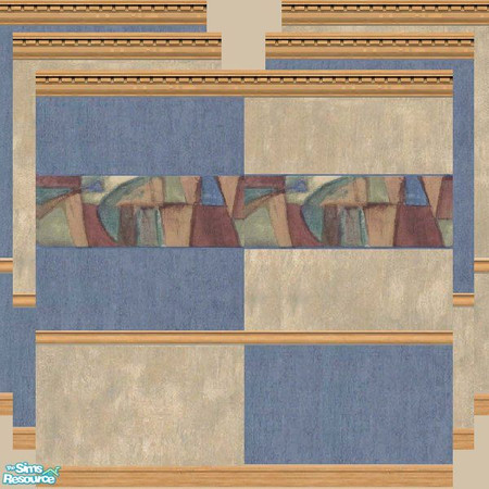 Sims 2 — Denim and Beige Wall Set by luvs10s — Soothing hues of blue and tan to grace your sim homes.