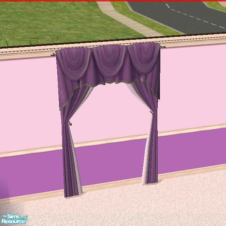 Sims 2 — Lavender Curtains by Outpost_Road — Purple curtains to match the Lavender Colonial bedroom set.