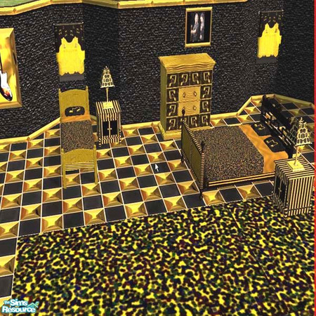 Sims 2 — Rock 'n Rollers Bedroom by buntah — This bedroom set includes a double bed frame, a single bedframe, bedding for