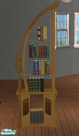 Sims 2 — Carmel Wood Bookcase by SSilver — A carmel colored wood bookcase. **Updated to be University Compatible!**