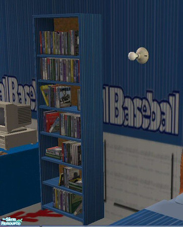Sims 2 — Baseball Lovers Bookcase by SSilver — Part of the Baseball Lovers Bedroom Set.