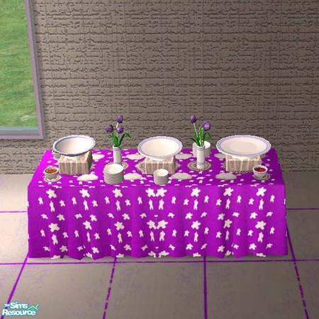Sims 2 — Purple Buffet Table by buntah — This is the buffet table for my Total Decadence set.