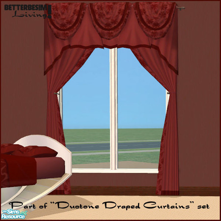 Sims 2 — Duotone Draped Curtains, Red by BetterbeSim — Draped curtains matching the BetterbeSim's Duotone beddings.