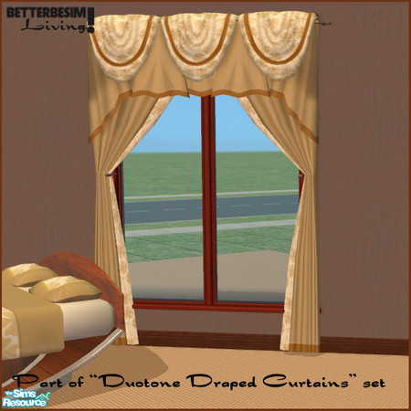 Sims 2 — Duotone Draped Curtains, Sand by BetterbeSim — Draped curtains matching the BetterbeSim's Duotone beddings.