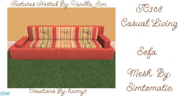 Sims 2 — TC108 Casual Living - Sofa by luvmy7 — I recolored this set using the Suede Mesh Set by: Simtomatic, Curtains