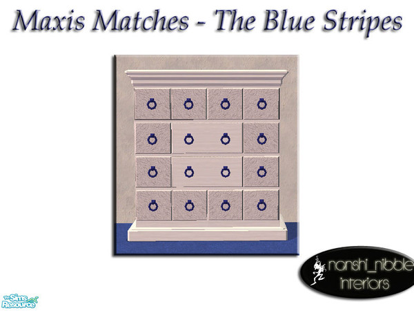 Sims 2 — The Blue Stripes - Dresser by TSR Archive — White wash wood with leather drawers and blue handles