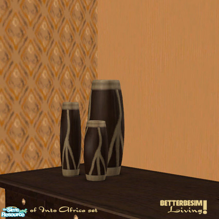 Sims 2 — Into Africa Bedroomset - Vase by BetterbeSim — Wengewood "vase" with lighter colored inlay. Created by