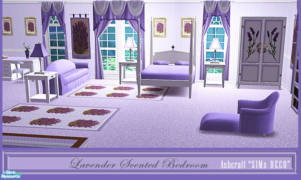 Sims 2 — Lavender Scented Bedroom by Cashcraft — The "Lavender Scented Bedroom" pieces may have started out as