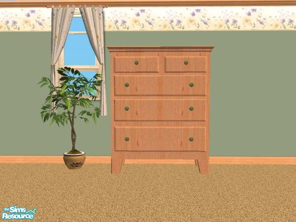 Sims 2 — VS Sweet Floral Dresser by Vanilla Sim — Constructed of a sturdy light oak with painted nobs. Made for the