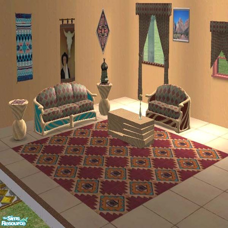 Sims 2 — Southwestern Livingroom by buntah — My sister lives in Santa Fe and asked me to make a Southwestern living room.