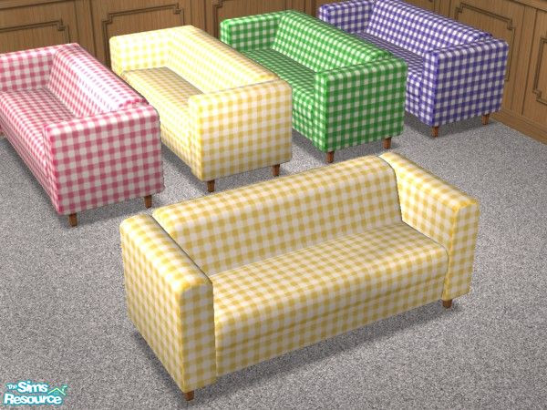 Sims 2 — Loveseat - Yellow Gingham (Updated) by SimsExile — Simple recolor in yellow gingham (also available in blue,