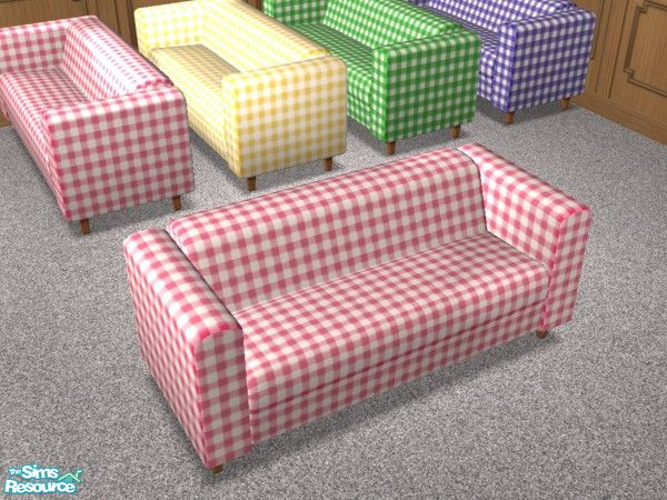 Sims 2 — Loveseat - Pink Gingham (Updated) by SimsExile — Simple recolor in pink gingham (also available in blue, green