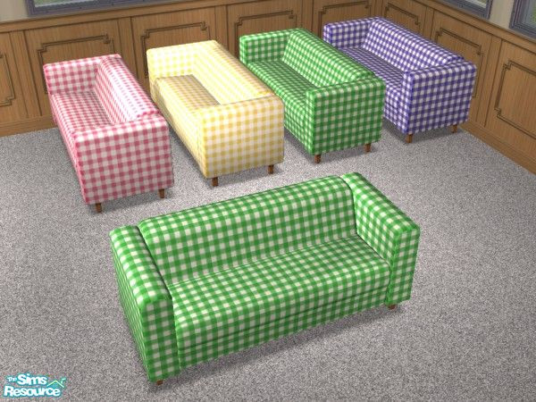 Sims 2 — Loveseat - Green Gingham (Updated) by SimsExile — Simple recolor in green gingham (also available in blue, pink