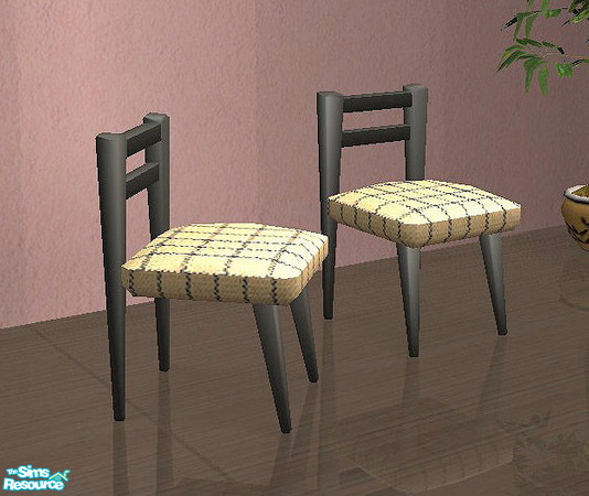 Sims 2 — Openhouse Simple Dining Room Set - Openhouse Dining Chair by openhousejack — a dark finish frame and plaid seat