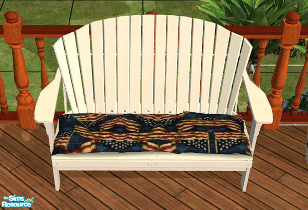 Sims 2 — Patriotic Patio Love Seat Cushion by lisa9999 — A sturdy outdoor fabric with the American flag print.