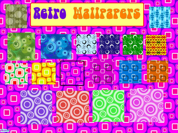 Sims 2 — Retro Wall Set: Totally Groovy! by ad27 — THis totally groovy wallpaper set is shagadelic!! Click the Image to
