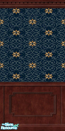 Sims 2 — "Old Royal Blue" wallpaper with dark woo by TSR Archive — "Old Royal Blue" wallpaper with