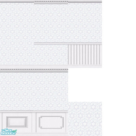 Sims 2 — Snow white wallpaper set (snowflake desi by TSR Archive — Snow white wallpaper set with white wood borders and