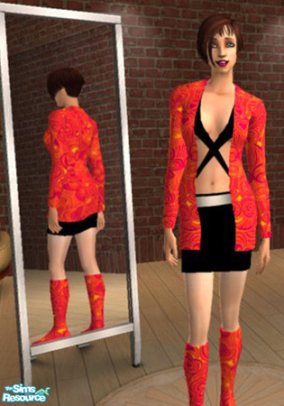 Sims 2 — redhippie by maliee1 — a red hippie coat with a black dress