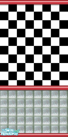 Sims 2 — 50's Diner Black Check & Glass Brick by dotcombuilder — 50's diner inspired wall with black and white check,