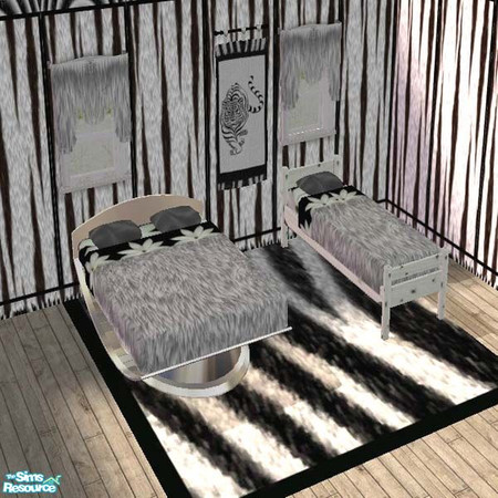 Sims 2 — Hunter bedroom by buntah — This includes bedding (for all bed sizes), a rug, wallpaper, curtains and a tapestry.