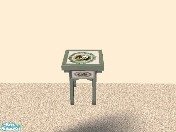 Sims 2 — Jungle babies table by Bitzybus — Green and white table with cute animal babies.