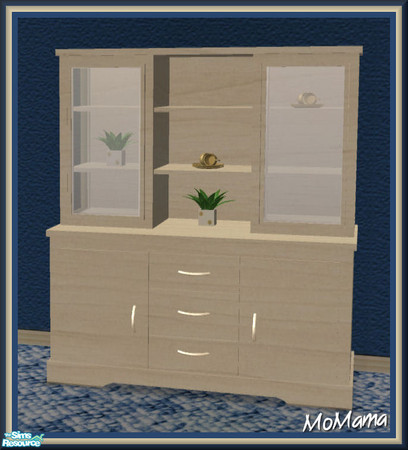 Sims 2 — NK Ankara Winter LR - Cabinet by MoMama — A cabinet of Cream Canadian Maple with cream metal fixtures. Complete