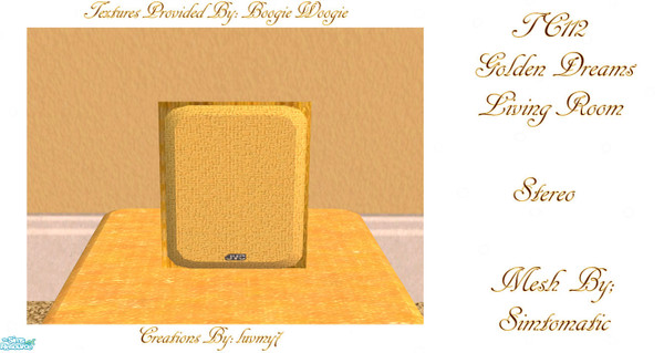 Sims 2 — TC112 Golden Dreams Living  -  Stereo by luvmy7 — I recolored this Living Room using Simtomatics Awesome Suede