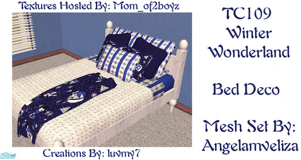 Sims 2 — TC109 Winter Wonderland - Bed Deco by luvmy7 — A cute Little Bedroom I recolored using Meshes By: Angelamveliza