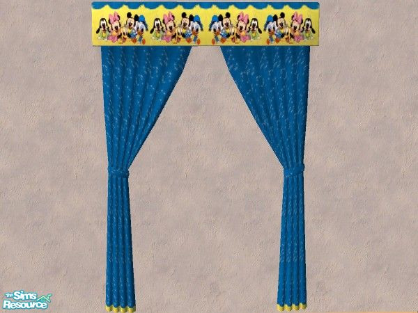 Sims 2 — Disney babies curtains by Bitzybus — Curtain in blue and yellow with Disney babies. Part of set.
