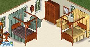 Sims 1 — Maple Xmas Bedroom by Secret Sims & STP Carly — Includes: Beds(2), Endtable, Dresser, Chairs(2)