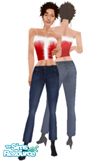 Sims 1 — Ahalo Santa Top by DOT — Ahalo in a white and red Santa top, worn with short blue jeans and black boots :) All 3