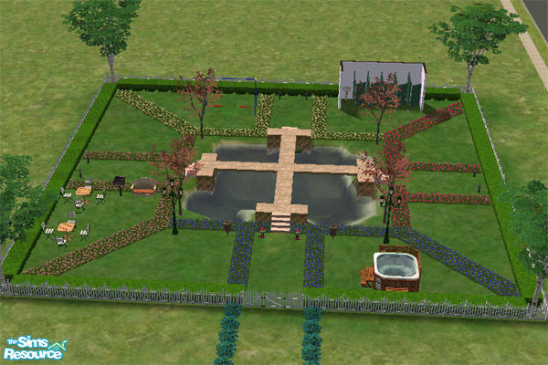 Sims 2 — Flower Garden by SilverGirl — A beautiful flower garden for your sims to chill out in! There's BBQ, swings, a