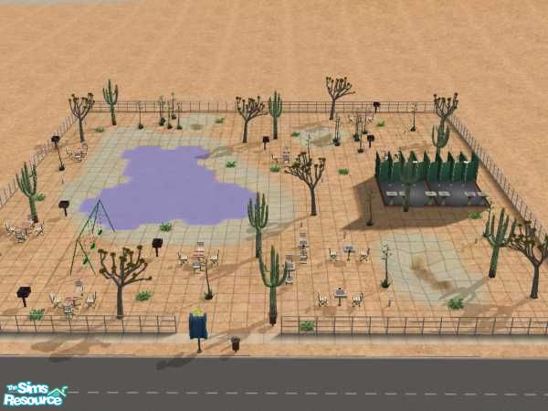 Sims 2 — Sand in Your Eye Park by beflexor — A park for a desert.