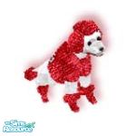 Sims 1 — Xmas Red by TSR Archive — A white poodle all bundled up for the cold winter weather and is waiting patiently for