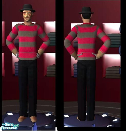 Sims 2 — Freddy Kruger by PhantasyGurl — This Nightmare on Elm Street star will scare your town silly. Beware Sim City...