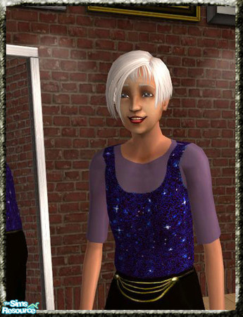 Sims 2 — Blue Sequin Shell by Gigge — Now your seniors can step out in fashion with this sheer electric blue shell over a