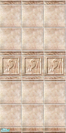 Sims 2 — Pastio - 1-2 by perelinka — Brown tiled wall with seahorses.