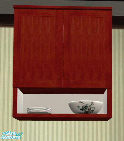 Sims 2 — New England Kitchen red - Cupboard Doors and Shelf by ShinoKCR — 