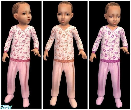 Sims 2 — JPtofmpjs2 by juttaponath — Flower pjs for toddler boys and girls. No mesh or expansion pack required.