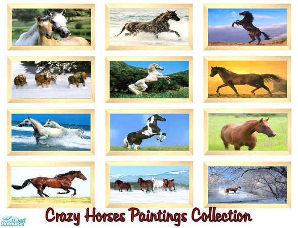 Sims 2 — Horses Paintings Collection by shadow66 — This is a set of 12 paintings depicting horses in various shapes,