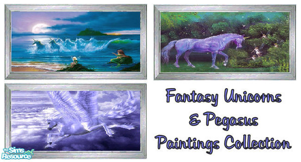 Sims 2 — Fantasy Unicorns & Pegasus Paintings Collection by shadow66 — For hiedibear75 & friends (and anyone else
