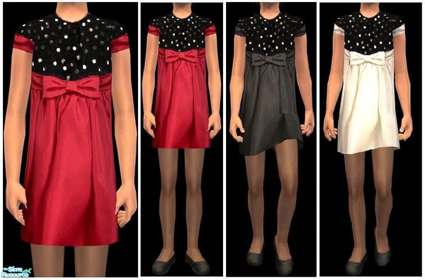 Sims 2 — JPcfformal1 by juttaponath — Sequinned silk dress with black tights for girls. No mesh and no expansion pack