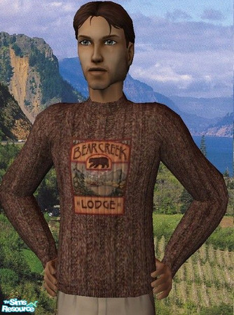 Sims 2 — Bear Creek Lodge by lilaclaughter — This attractive sweater is rugged, woodsy and 100% wool, so be sure to wear