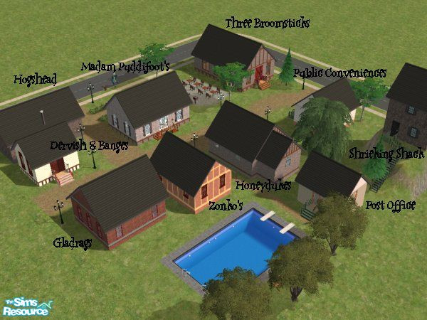 Sims 2 — Hogsmeade by luvs10s — The Village featured in the Harry Potter series. Includes The Three Broomsticks, The