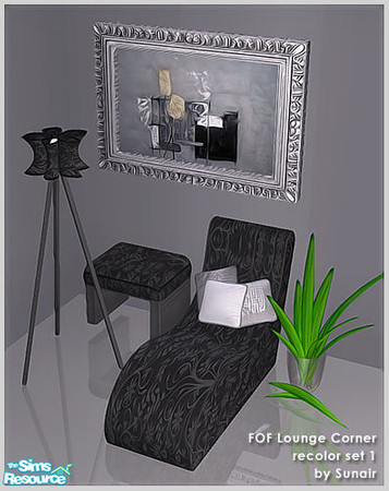 Sims 2 — FOF Lounge Corner - Recolor set 1 by Sunair — FOF Lounge Corner - Recolor set 1 (black)