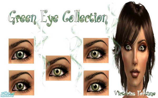 Sims 2 — VF Green Eye Collection by fortunecookie1 — Here are five new green eyes. Each a little different but all very