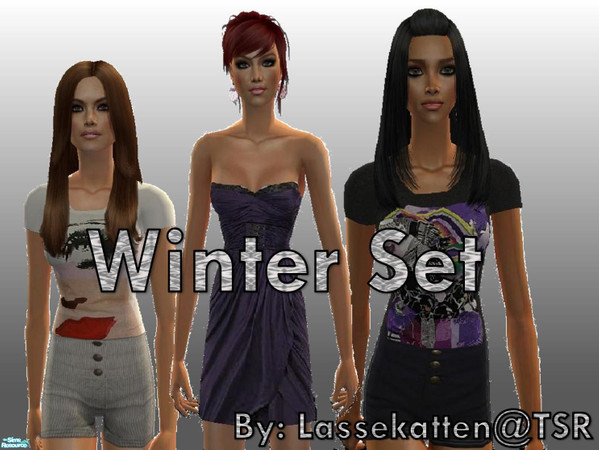 Sims 2 — Winter Set by lassekatten — a little winter set - two HM t-shirts and a Proenza Schouler dress. No Mesh needed!