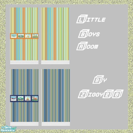 Sims 2 — Boys Room Wallpapers Set by ziggy28 — A set of 4 wallpapers for boys.