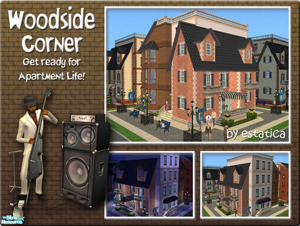 Sims 2 — Woodside Corner by estatica — Get ready for Apartment life and check out Woodside Corner! It was built in one
